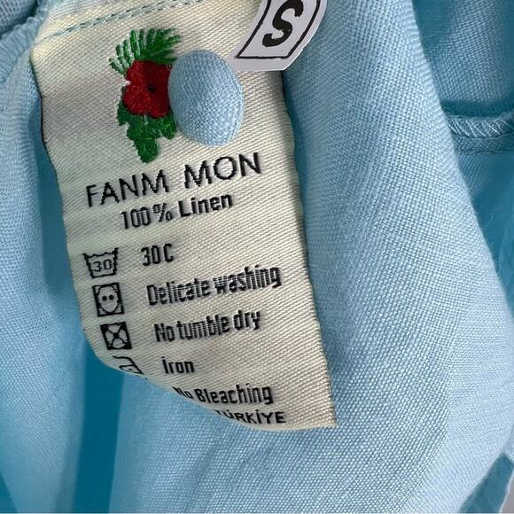 Fanm Mon X Andie Linen The Kepez Kaftan Dress Swim Coverup Sz S - Picture 9 of 9